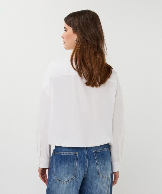 Chemisier blanc EsQualo en coton à coupe bouffante avec manches longues