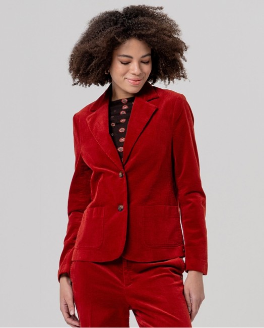 Blazer Surkana femme en velours côtelé rouge anglais Blazer femme Surkana en velours côtelé rouge anglais