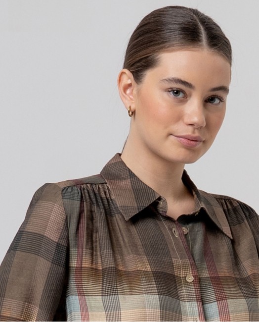 Chemise femme Surkana à carreaux multicolores en viscose