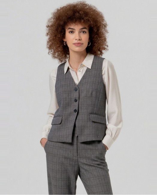 Spencer femme Surkana gris à carreaux Prince-de-Galles – Alizé La Rochelle