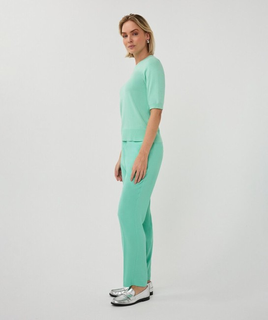 Pantalon vert d’eau femme Esqualo avec pli et fermeture asymétrique