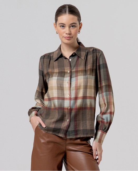 Chemise femme Surkana à carreaux multicolores en viscose