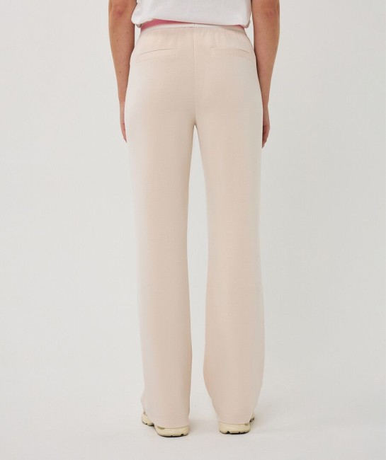 Pantalon beige clair femme Esqualo en modal avec taille élastiquée rose