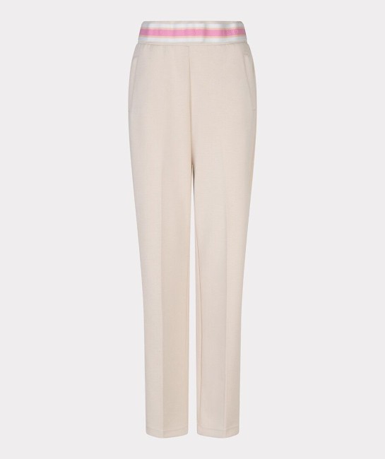 Pantalon beige clair femme Esqualo en modal avec taille élastiquée rose
