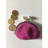 porte monnaie fushia, boules nacrées 2