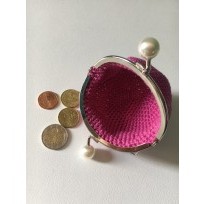 porte monnaie fushia, boules nacrées 1