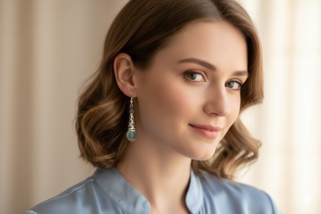 boucles d'oreilles en verre celtique bleu 5