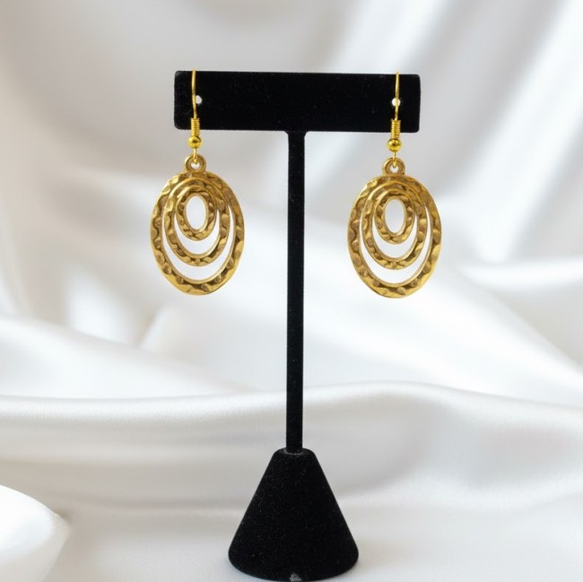 boucles d'oreilles femme géométrique oval or acier inoxydable 25