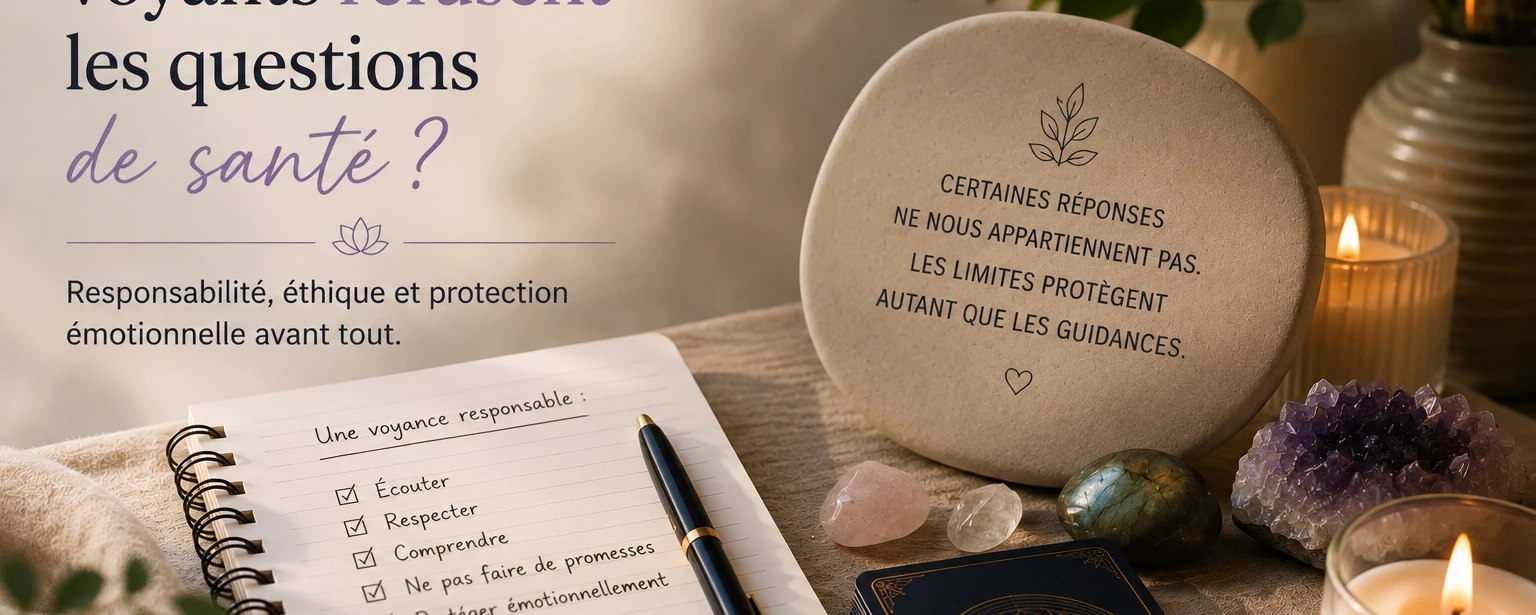 Illustration moderne sans visage sur les dangers psychologiques de la voyance liée à la santé et l’importance du discernement émotionnel