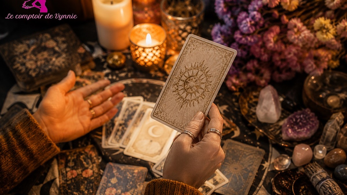 Tirage de cartes de tarot avec bougies et symboles spirituels illustrant les erreurs à éviter avant une consultation ou un tirage divinatoire