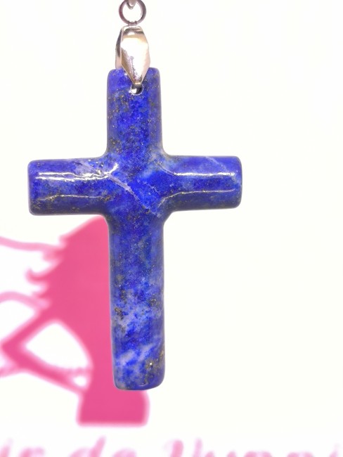 collier croix lapis lazuli