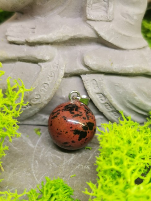 pendentif obsidienne acajou naturelle