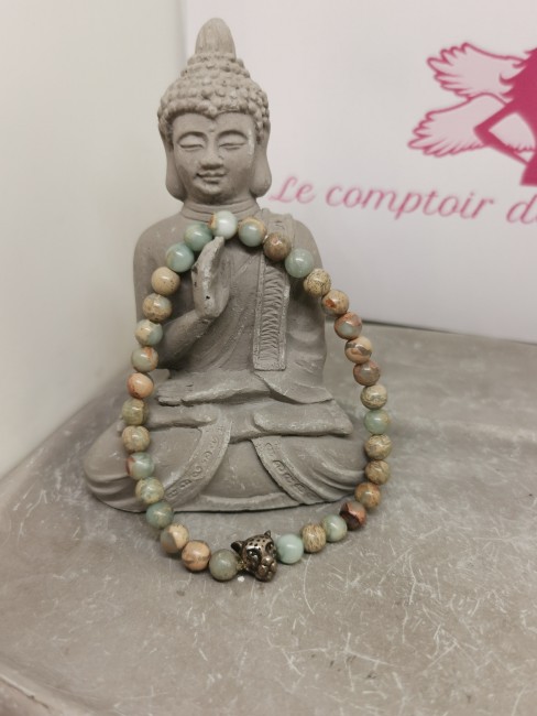 bracelet serpentine bleue pierre naturelle 6 mm