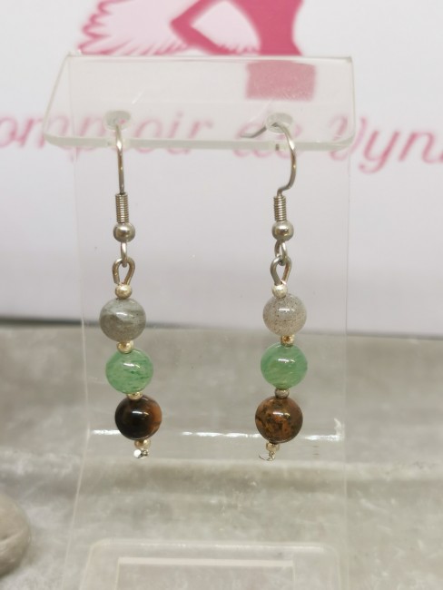 boucles oreilles lion pierres naturelles