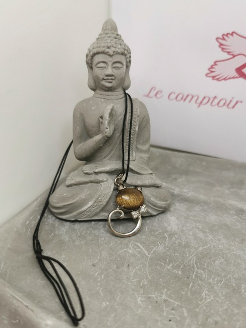 collier oeil du tigre chat strass