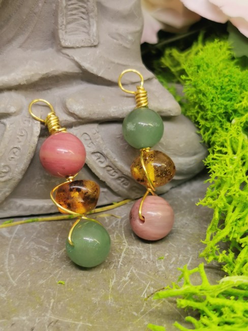 Pendentif Ambre Aventurine Rhodonite pendentif ambre aventurine rhodonite pierre naturelle