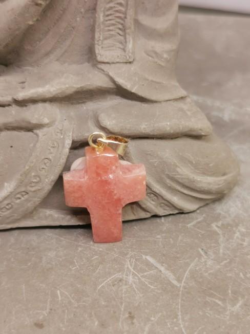 bijou croix pierre rhodochrosite naturelle