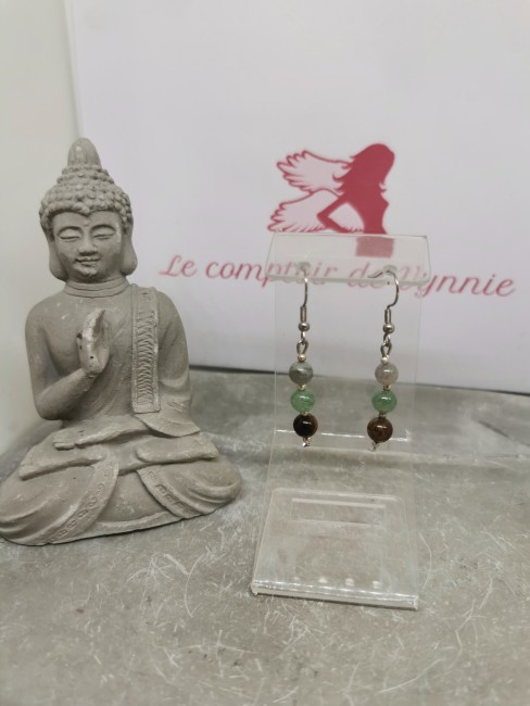 boucles aventurine oeil tigre labradorite