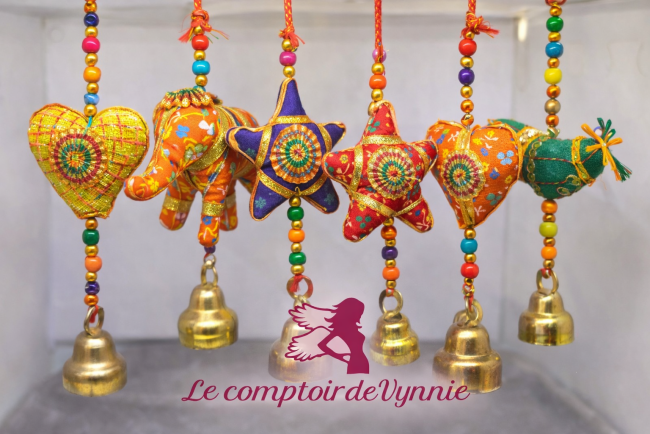 Décorations indiennes artisanales en tissu recyclé 