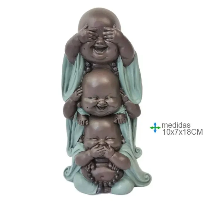 Buddha Cego, Sourd et Muet en Résine 10x7x18 cm