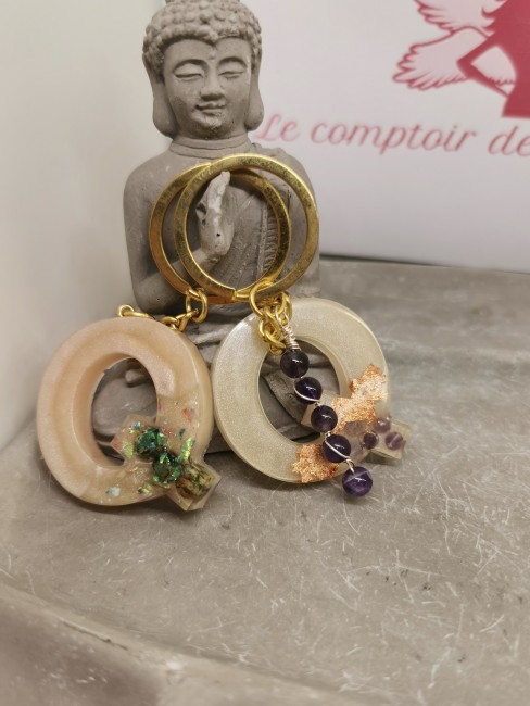 porte clé lettre Q résine artisanale