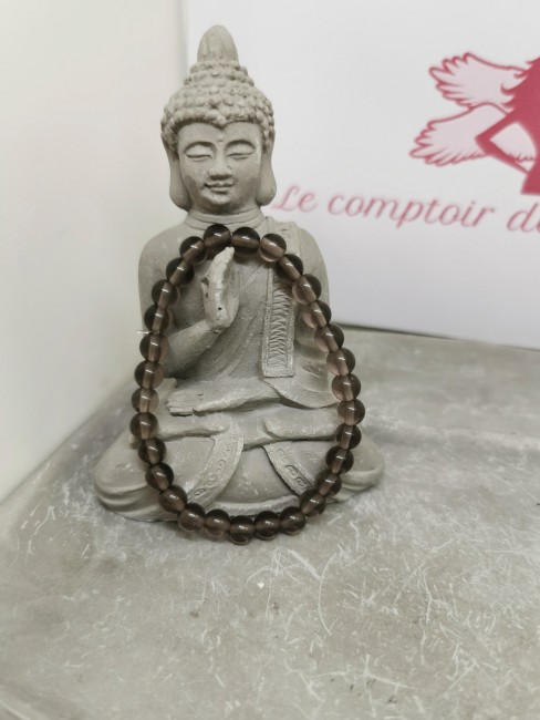 bracelet quartz fume 6 mm elastique