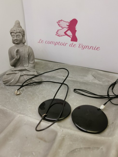 Bijou Ancrage et Stabilité Obsidienne noire polie disque