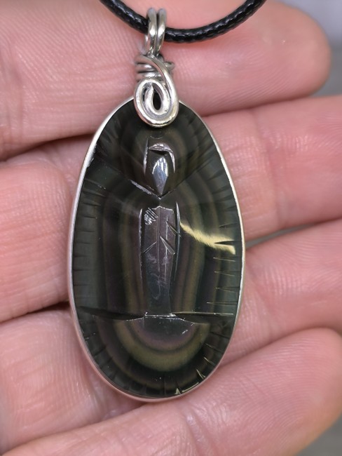 collier obsidienne céleste vierge naturelle