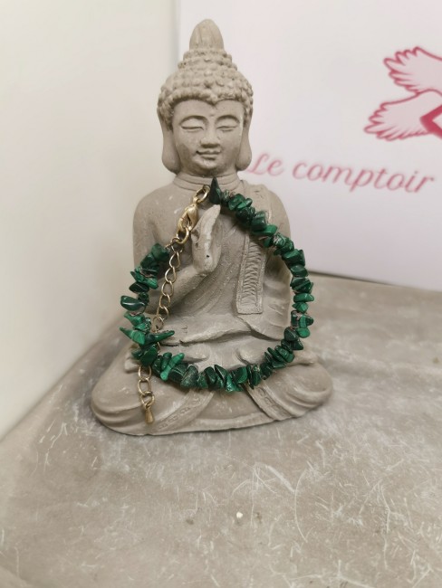 Bracelet malachite argent vieilli
