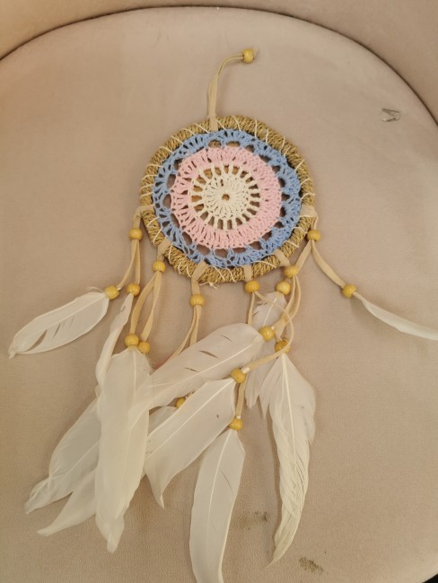 attrape reves rond macrame plumes naturelles