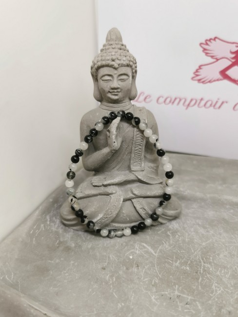 bracelet quartz tourmaline noir blanc