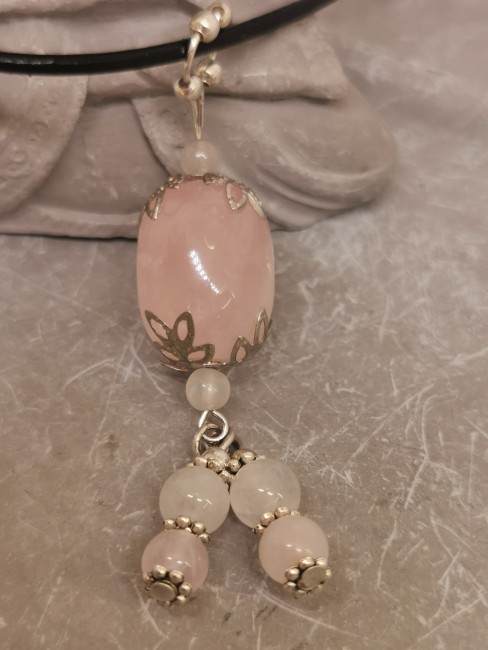 collier quartz rose pierre naturelle