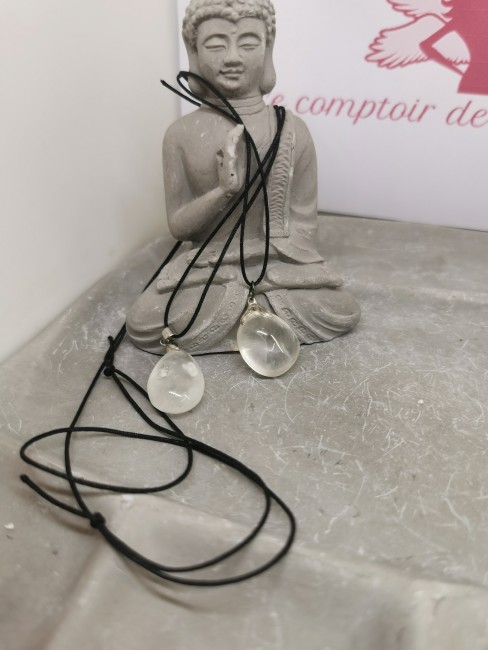 pendentif cristal de roche transparent poli
