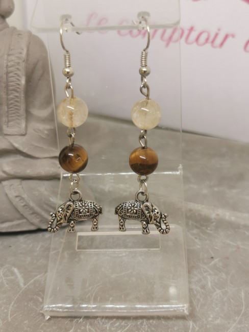 Boucles d’oreilles œil du tigre boucles oreilles quartz rutile oeil du tigre