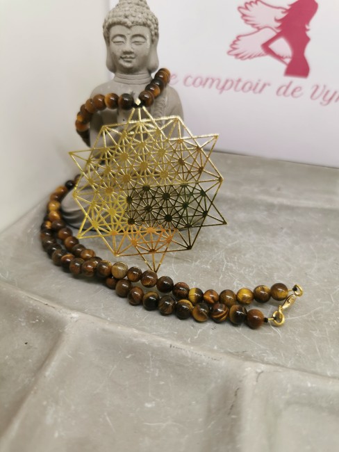 collier cube de metatron plaque or