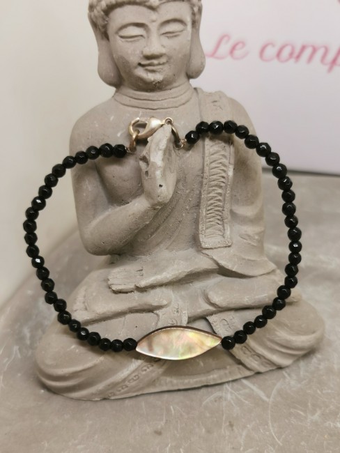 bracelet obsidienne noire nacre