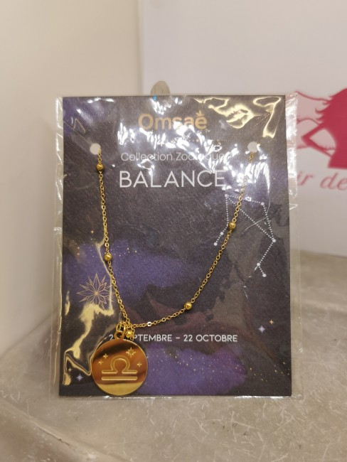 pendentif signe balance doré
