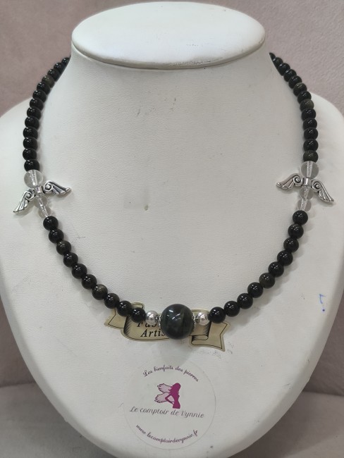 Collier de protection en obsidienne céleste
