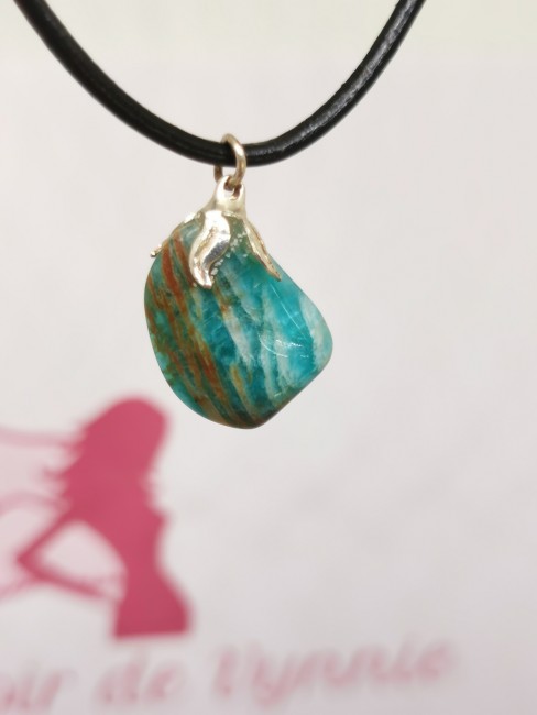 collier amazonite naturelle pierre polie