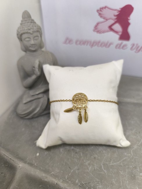 Bracelet dreamcatcher acier inoxydable or