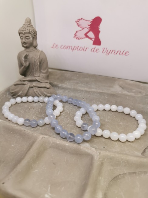 Bracelet en calcédoine naturelle 8 mm bracelet calcedoine pierre naturelle