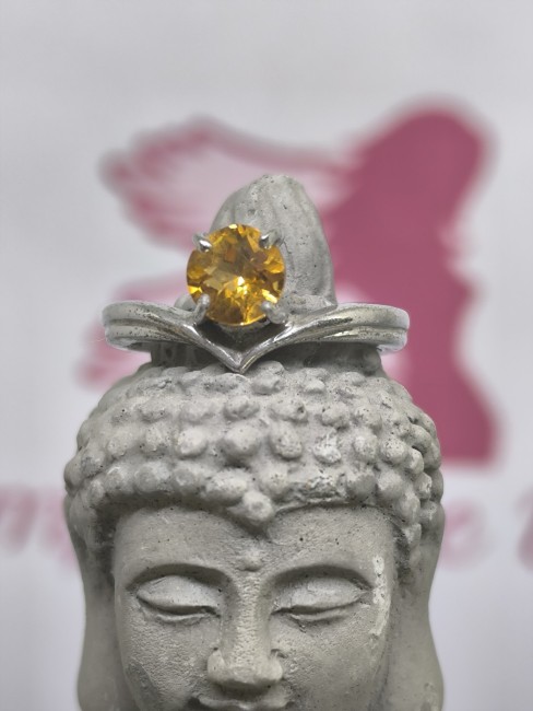 Bague citrine ronde argent 925