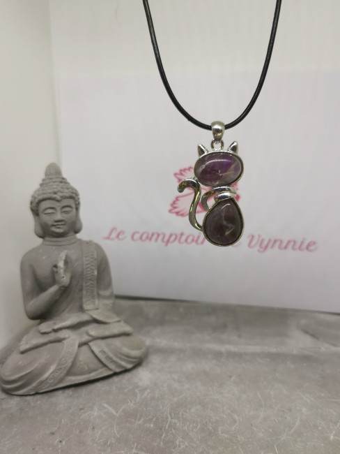 Collier améthyste chat collier améthyste chat