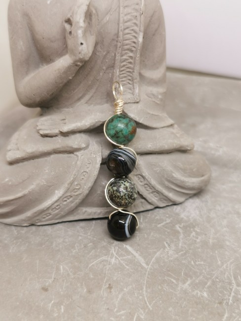 pendentif turquoise agate noire