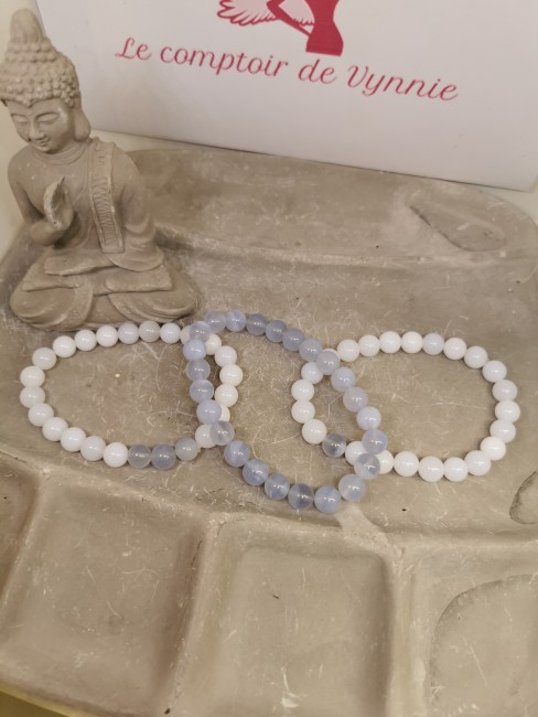 Bracelet énergétique calcédoine bracelet calcedoine bleue et blanche