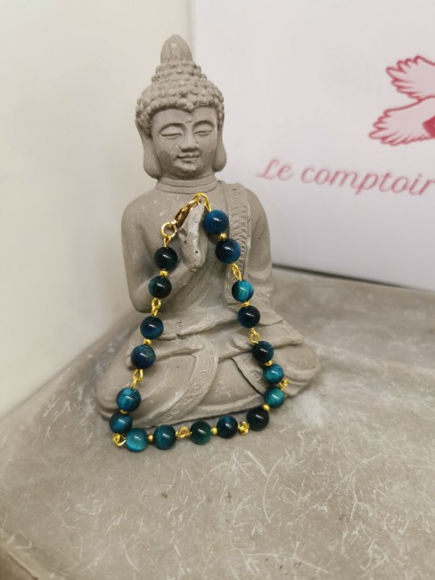 bracelet pierre naturelle bleu montage doré