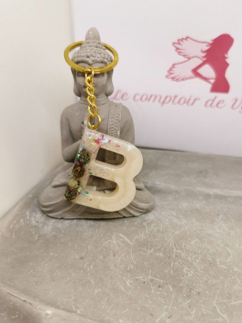 porte clé B pierre naturelle turquoise