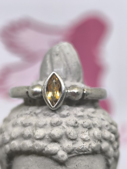 bague citrine navette argent