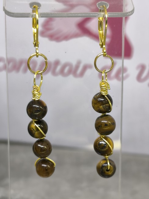 Bijoux protection pierre naturelle Boucles œil du tigre pierre naturelle