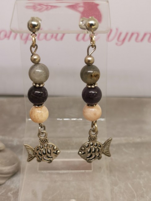 boucles pierre lune améthyste labradorite